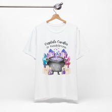Load image into Gallery viewer, Crystals Candles & Cauldrons Unisex Jersey Short Sleeve Tee