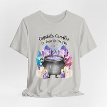 Load image into Gallery viewer, Crystals Candles & Cauldrons Unisex Jersey Short Sleeve Tee