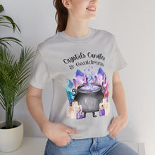 Load image into Gallery viewer, Crystals Candles & Cauldrons Unisex Jersey Short Sleeve Tee