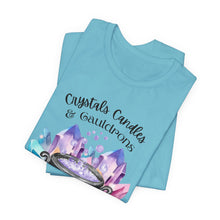 Load image into Gallery viewer, Crystals Candles & Cauldrons Unisex Jersey Short Sleeve Tee