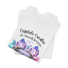 Load image into Gallery viewer, Crystals Candles & Cauldrons Unisex Jersey Short Sleeve Tee