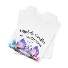 Load image into Gallery viewer, Crystals Candles & Cauldrons Unisex Jersey Short Sleeve Tee