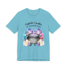 Load image into Gallery viewer, Crystals Candles & Cauldrons Unisex Jersey Short Sleeve Tee