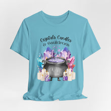 Load image into Gallery viewer, Crystals Candles & Cauldrons Unisex Jersey Short Sleeve Tee