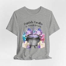 Load image into Gallery viewer, Crystals Candles & Cauldrons Unisex Jersey Short Sleeve Tee