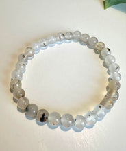 Load image into Gallery viewer, Black Flower Agate Beaded Bracelet for Growth, Protection, and Inner Strength