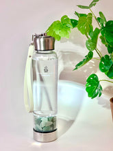 Load image into Gallery viewer, Green Aventurine Elixir Crystal Aqua Bottle with Green Aventurine Crystals & Vegan Leather Strap