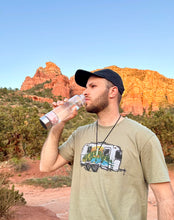 Load image into Gallery viewer, Amethyst Elixir Crystal Aqua Bottle with Amethyst Crystals & Vegan Leather Strap