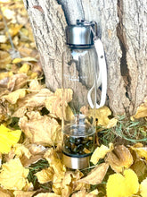 Load image into Gallery viewer, Tiger Eye Elixir Crystal Aqua Bottle with Tiger Eye Crystals & Vegan Leather Strap