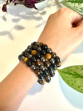 Load image into Gallery viewer, Triple-Protection Beaded Bracelet: Tiger’s Eye, Black Obsidian, and Hematite for Strength, Protection, and Balance