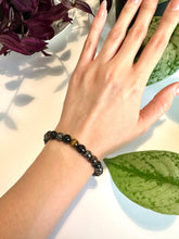 Load image into Gallery viewer, Triple-Protection Beaded Bracelet: Tiger’s Eye, Black Obsidian, and Hematite for Strength, Protection, and Balance