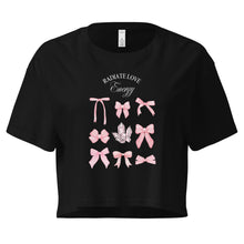 Load image into Gallery viewer, Pink Bows Rose Quartz Coquette Women’s crop top