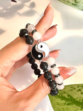 Load image into Gallery viewer, Yin Yang Beaded Bracelet Set: White Jade, Lava Stone, and Hematite for Balance, Harmony, and Unity