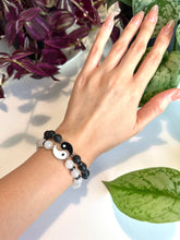 Load image into Gallery viewer, Yin Yang Beaded Bracelet Set: White Jade, Lava Stone, and Hematite for Balance, Harmony, and Unity