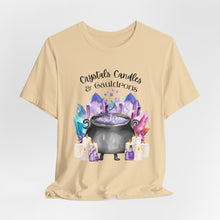 Load image into Gallery viewer, Crystals Candles &amp; Cauldrons Unisex Jersey Short Sleeve Tee
