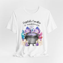 Load image into Gallery viewer, Crystals Candles &amp; Cauldrons Unisex Jersey Short Sleeve Tee
