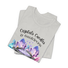 Load image into Gallery viewer, Crystals Candles &amp; Cauldrons Unisex Jersey Short Sleeve Tee
