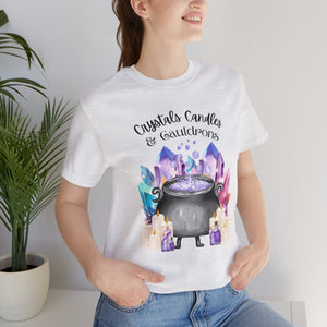 Crystals Candles & Cauldrons Unisex Jersey Short Sleeve Tee