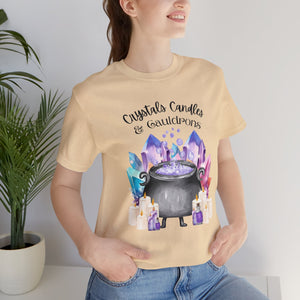 Crystals Candles & Cauldrons Unisex Jersey Short Sleeve Tee