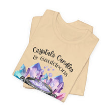 Load image into Gallery viewer, Crystals Candles &amp; Cauldrons Unisex Jersey Short Sleeve Tee
