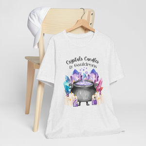 Crystals Candles & Cauldrons Unisex Jersey Short Sleeve Tee