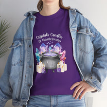 Load image into Gallery viewer, Crystals Candles &amp; Cauldrons Unisex Heavy Cotton Tee
