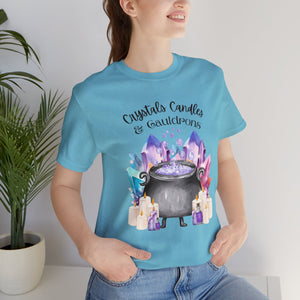 Crystals Candles & Cauldrons Unisex Jersey Short Sleeve Tee