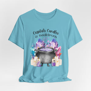 Crystals Candles & Cauldrons Unisex Jersey Short Sleeve Tee