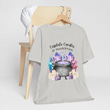 Load image into Gallery viewer, Crystals Candles &amp; Cauldrons Unisex Jersey Short Sleeve Tee
