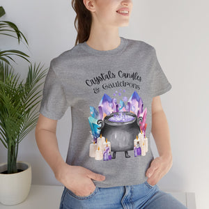 Crystals Candles & Cauldrons Unisex Jersey Short Sleeve Tee