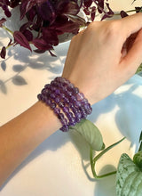 Load image into Gallery viewer, Amethyst Beaded Bracelet for Calm, Clarity, and Spiritual Protection
