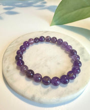 Load image into Gallery viewer, Amethyst Beaded Bracelet for Calm, Clarity, and Spiritual Protection
