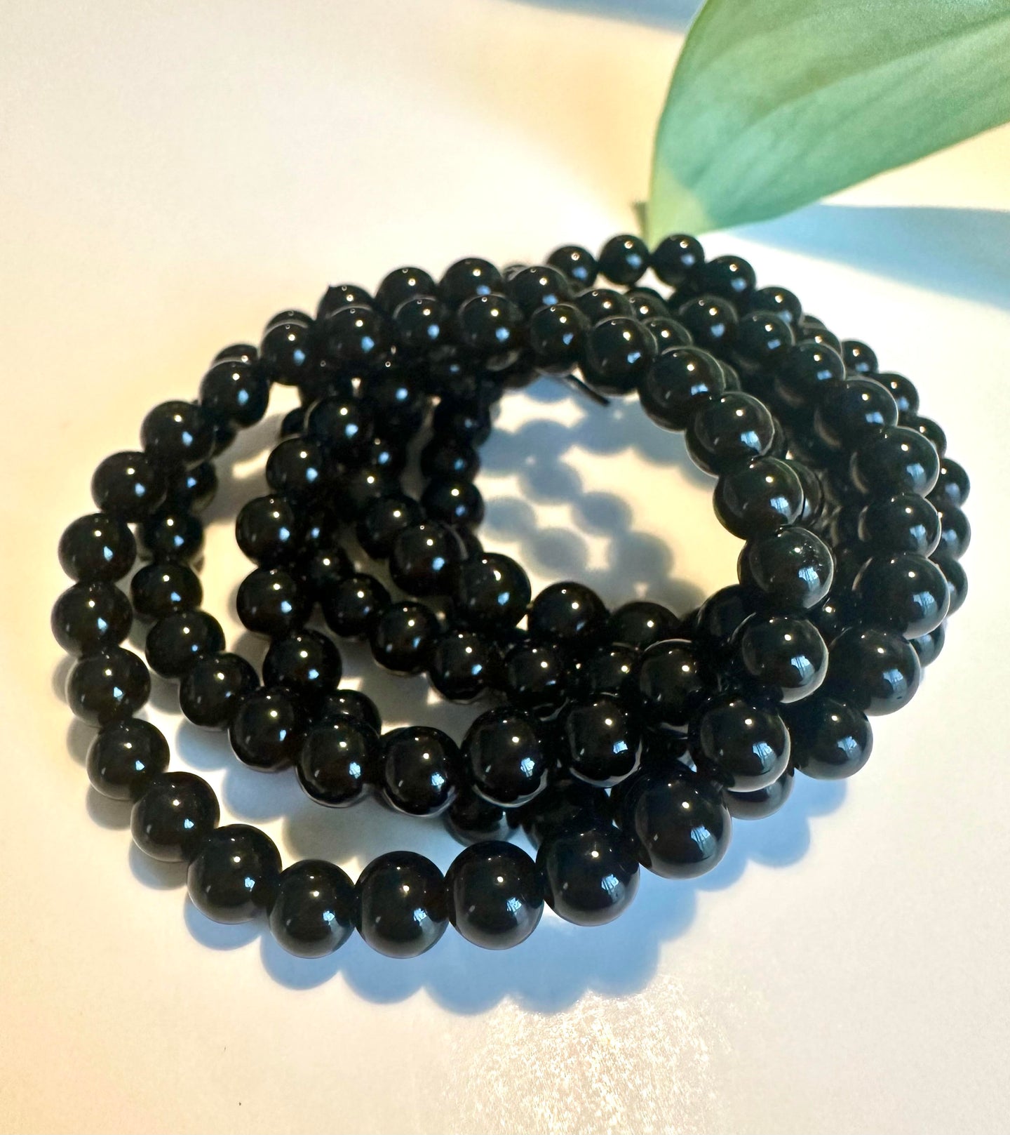 Black Obsidian Beaded Bracelet for Protection, Grounding, and Inner Strength