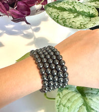 Load image into Gallery viewer, Hematite Beaded Bracelet for Grounding, Protection, and Focus
