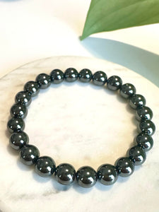 Hematite Beaded Bracelet for Grounding, Protection, and Focus